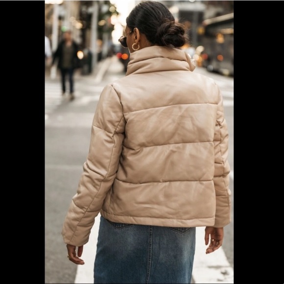 Seven 7 for all Mankind faux leather puffer jacket coat - Picture 4 of 8